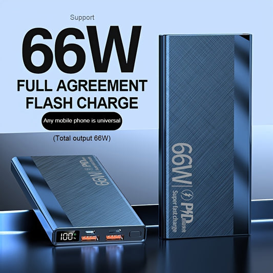 2025 New, 66W Super Fast Charging Power Bank, Large-capacity Portable Power Bank, Flash Charging Ultra-thin Model, Suitable For Android Electronics/mobile Phone Device Charging, Equipped With LED Display/dual Output Ports/mul