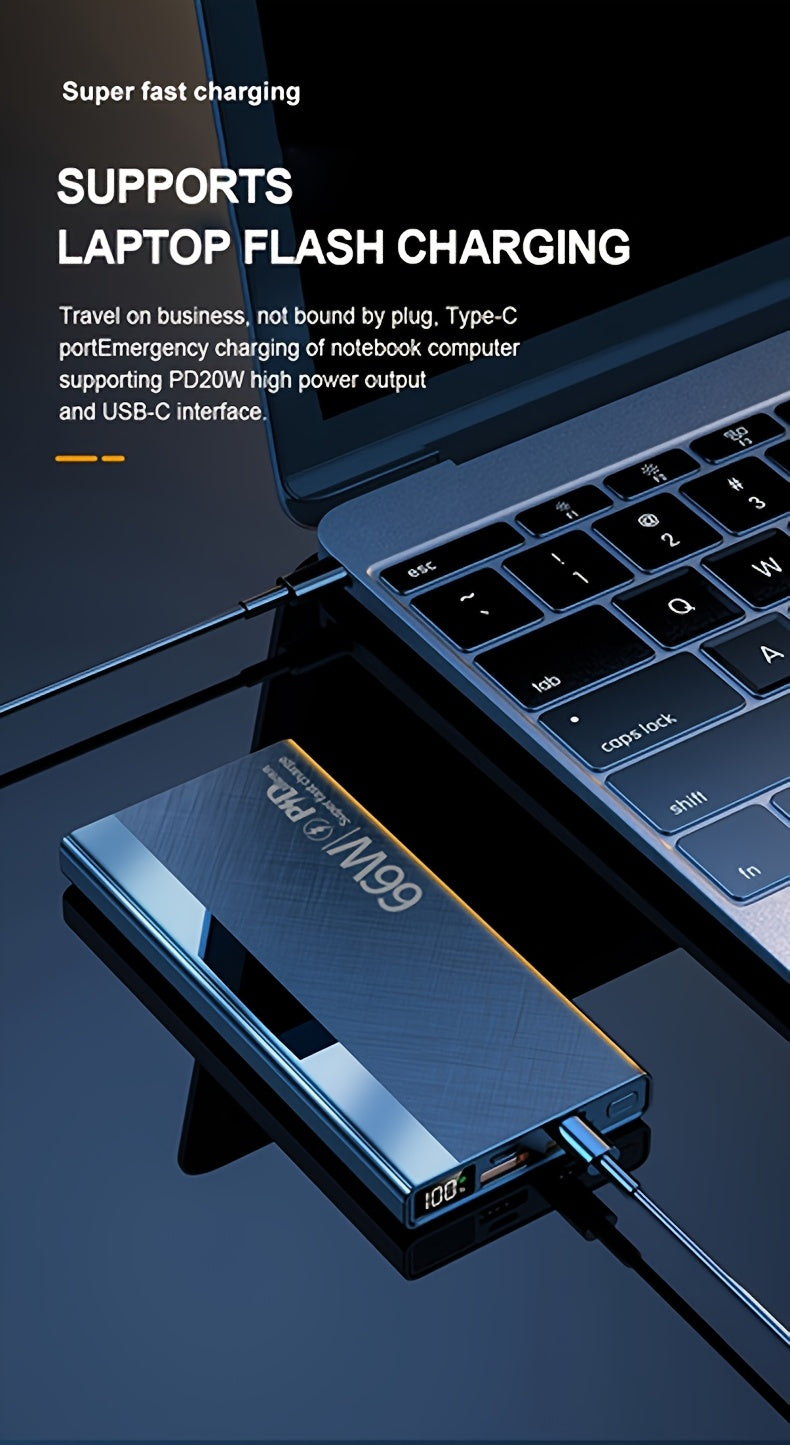 2025 New, 66W Super Fast Charging Power Bank, Large-capacity Portable Power Bank, Flash Charging Ultra-thin Model, Suitable For Android Electronics/mobile Phone Device Charging, Equipped With LED Display/dual Output Ports/mul