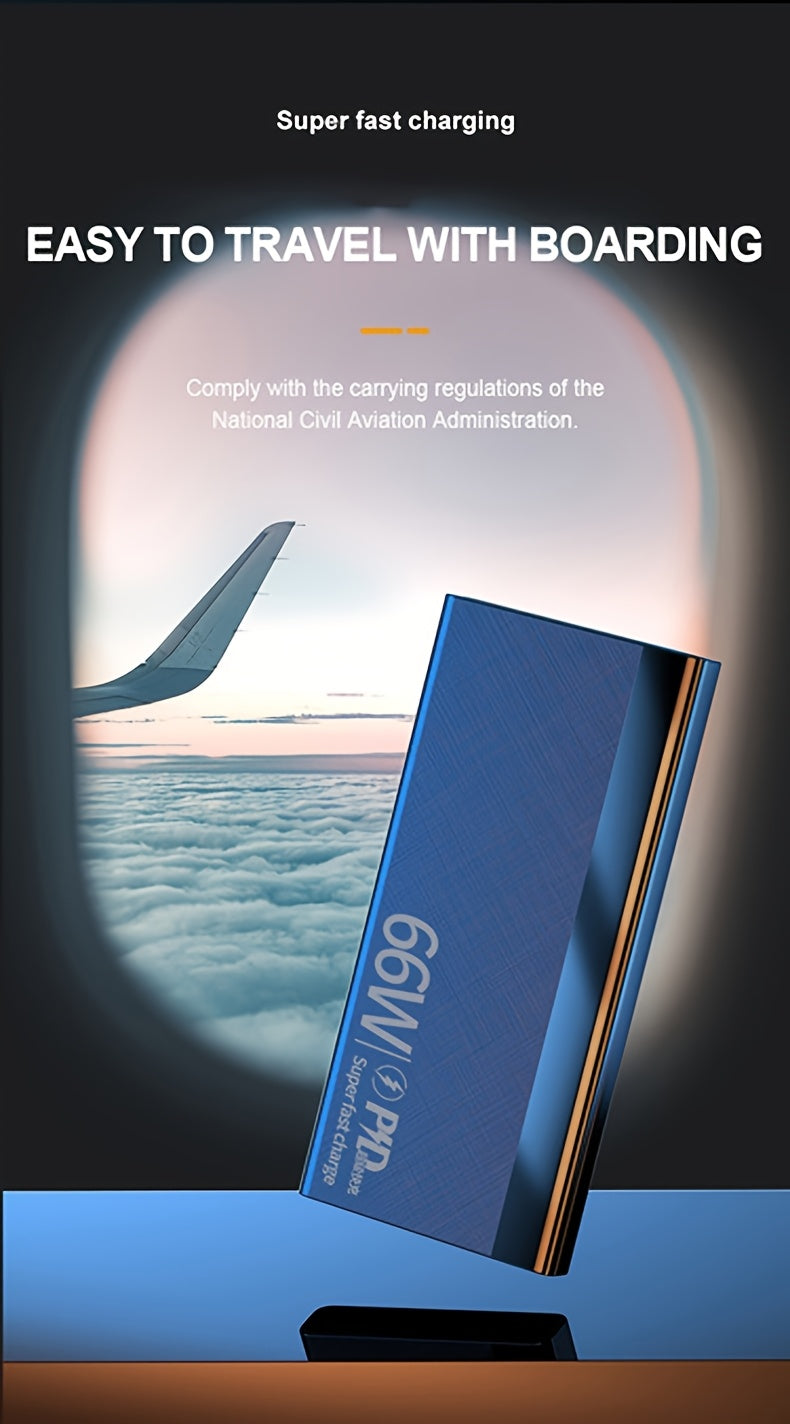 2025 New, 66W Super Fast Charging Power Bank, Large-capacity Portable Power Bank, Flash Charging Ultra-thin Model, Suitable For Android Electronics/mobile Phone Device Charging, Equipped With LED Display/dual Output Ports/mul