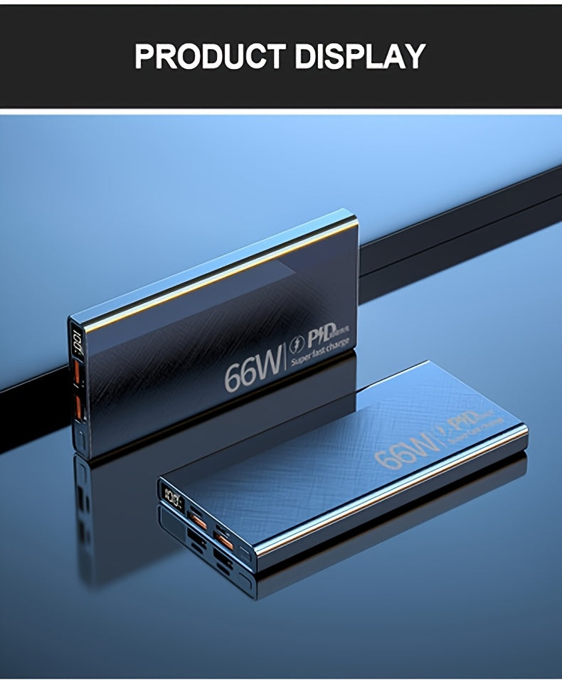 2025 New, 66W Super Fast Charging Power Bank, Large-capacity Portable Power Bank, Flash Charging Ultra-thin Model, Suitable For Android Electronics/mobile Phone Device Charging, Equipped With LED Display/dual Output Ports/mul